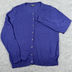 Original Classic Cardigan Sweater Large Metallic Button Up Knit Lightweight